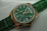 Replica Rolex Day Date Green Leather Green Face Watch 36mm